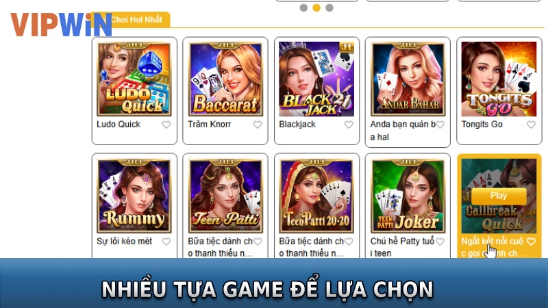 Nhiều game để lựa chọn