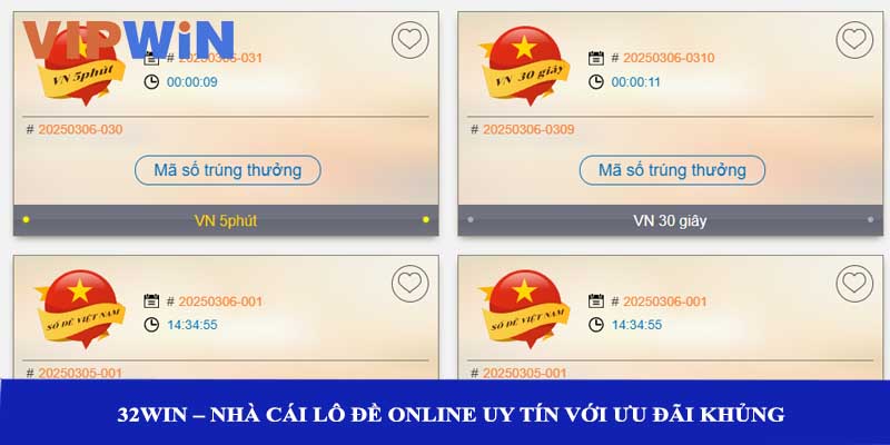 32win – Nhà cái lô đề online uy tín với ưu đãi khủng